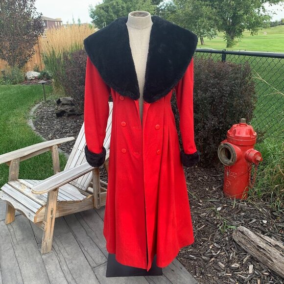 Vintage Votre Nom Penny Lane Coat Wool Faux Fur Double Breasted Overcoat - Picture 2 of 16